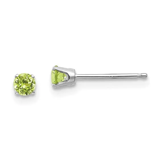 14k Gold Round Genuine Stone Birthstone Stud Earrings - Various Sizes