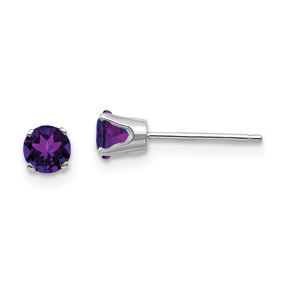 14k Gold Round Genuine Stone Birthstone Stud Earrings - Various Sizes