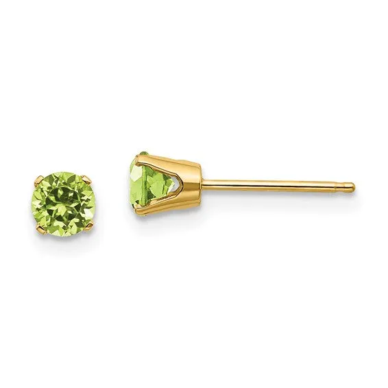 14k Gold Round Genuine Stone Birthstone Stud Earrings - Various Sizes