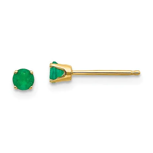 14k Gold Round Genuine Stone Birthstone Stud Earrings - Various Sizes
