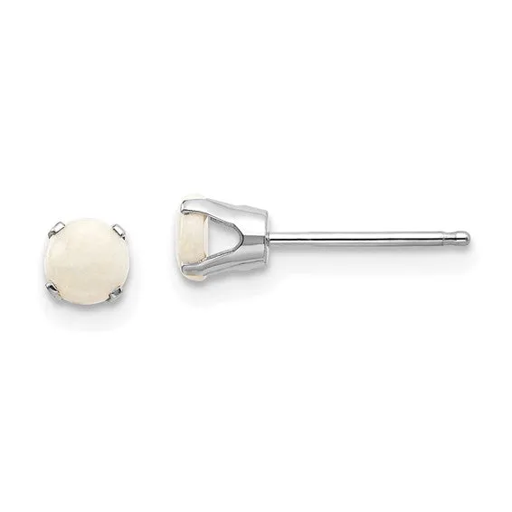 14k Gold Round Genuine Stone Birthstone Stud Earrings - Various Sizes