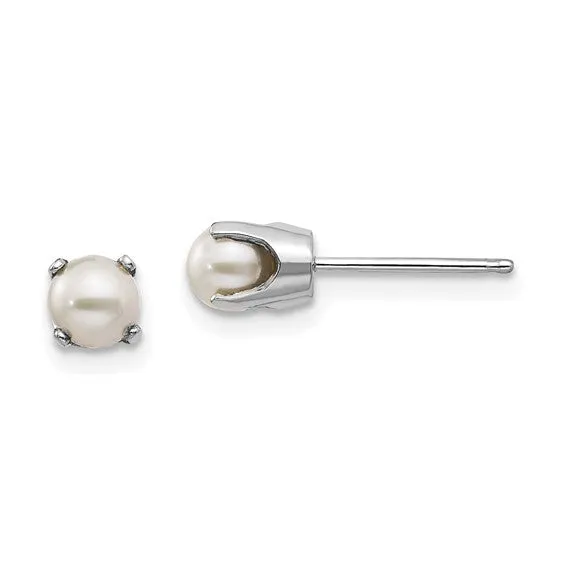 14k Gold Round Genuine Stone Birthstone Stud Earrings - Various Sizes