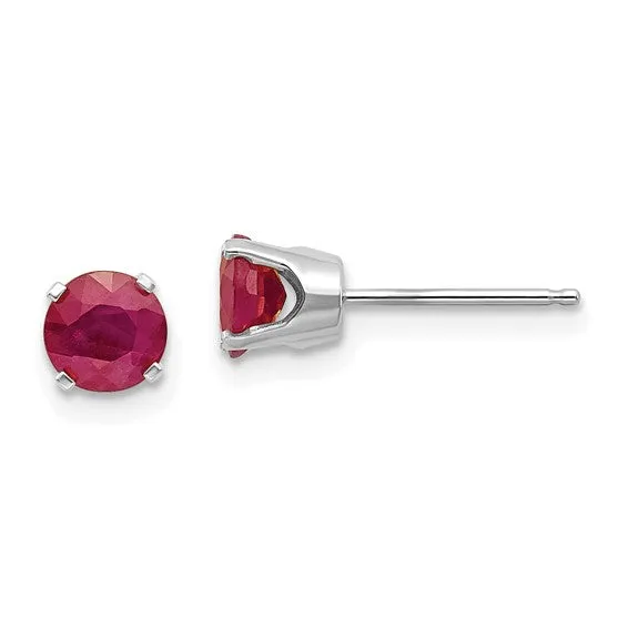 14k Gold Round Genuine Stone Birthstone Stud Earrings - Various Sizes