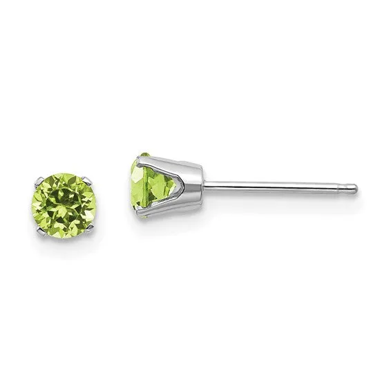 14k Gold Round Genuine Stone Birthstone Stud Earrings - Various Sizes