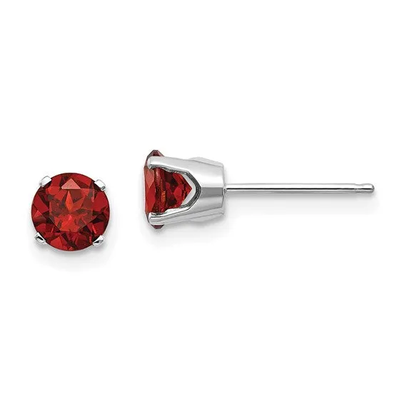 14k Gold Round Genuine Stone Birthstone Stud Earrings - Various Sizes