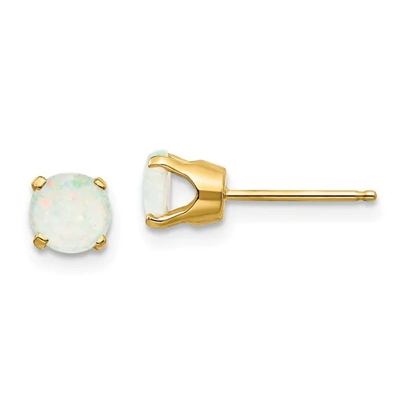 14k Gold Round Genuine Stone Birthstone Stud Earrings - Various Sizes