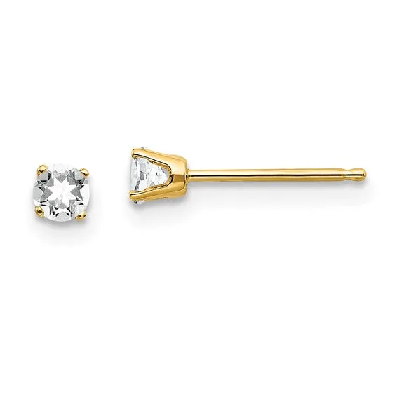 14k Gold Round Genuine Stone Birthstone Stud Earrings - Various Sizes