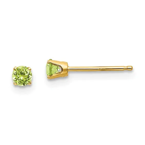 14k Gold Round Genuine Stone Birthstone Stud Earrings - Various Sizes