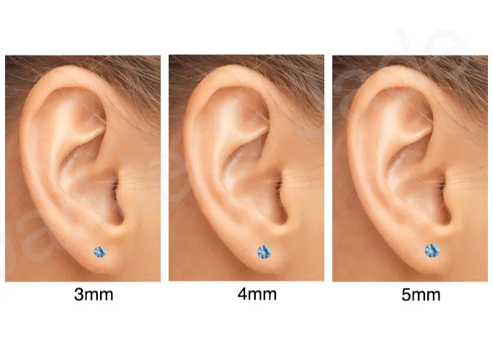14k Gold Round Genuine Stone Birthstone Stud Earrings - Various Sizes