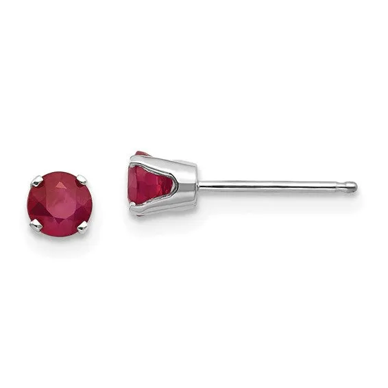 14k Gold Round Genuine Stone Birthstone Stud Earrings - Various Sizes