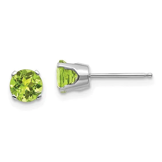 14k Gold Round Genuine Stone Birthstone Stud Earrings - Various Sizes