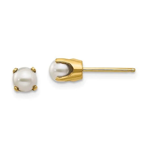 14k Gold Round Genuine Stone Birthstone Stud Earrings - Various Sizes