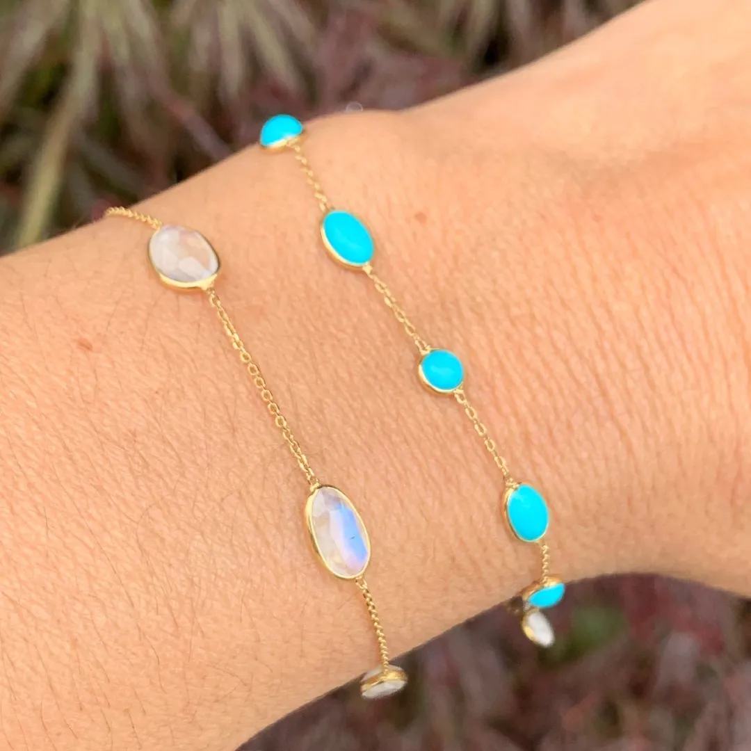 14k Rosecut Moonstone station Bracelet