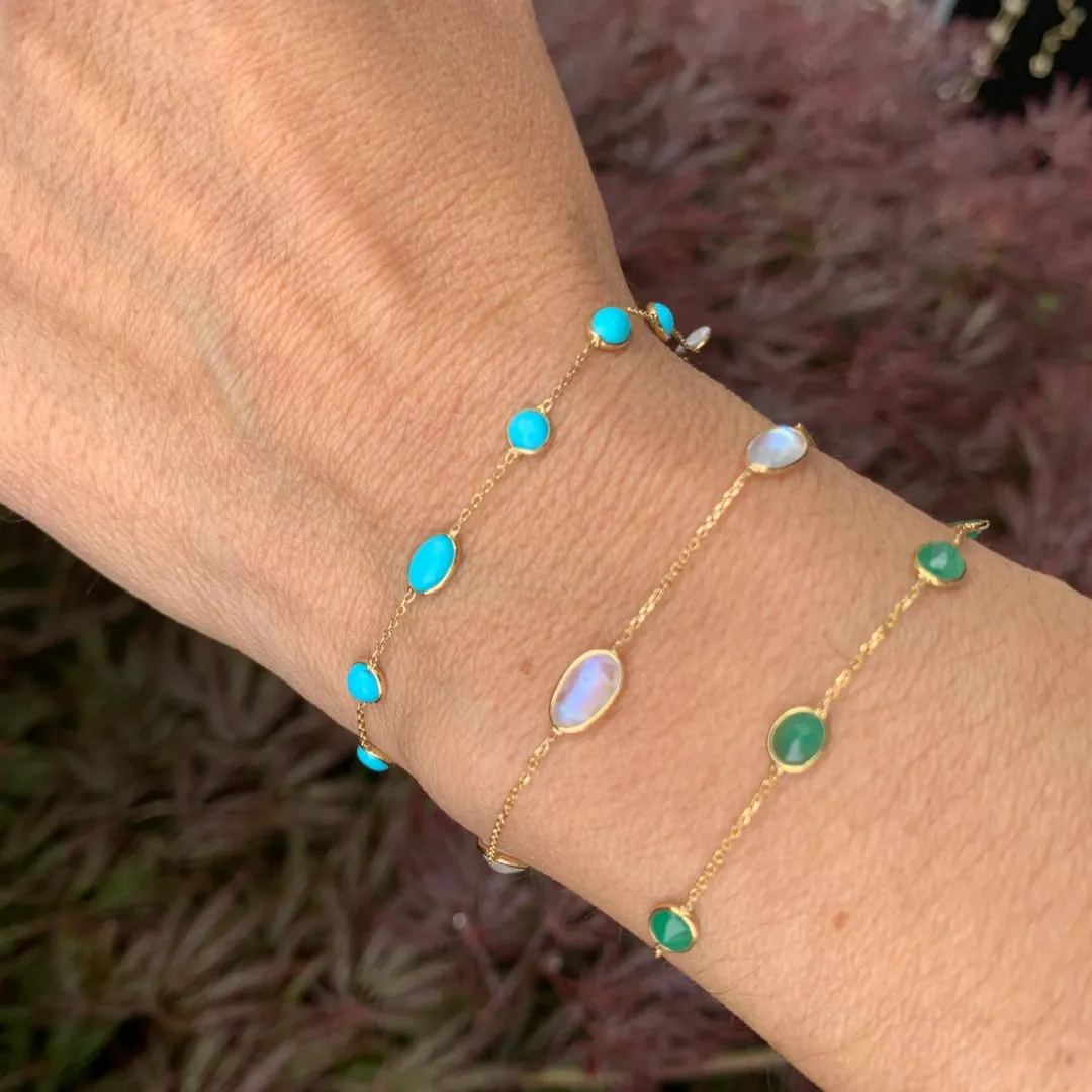 14k Rosecut Moonstone station Bracelet