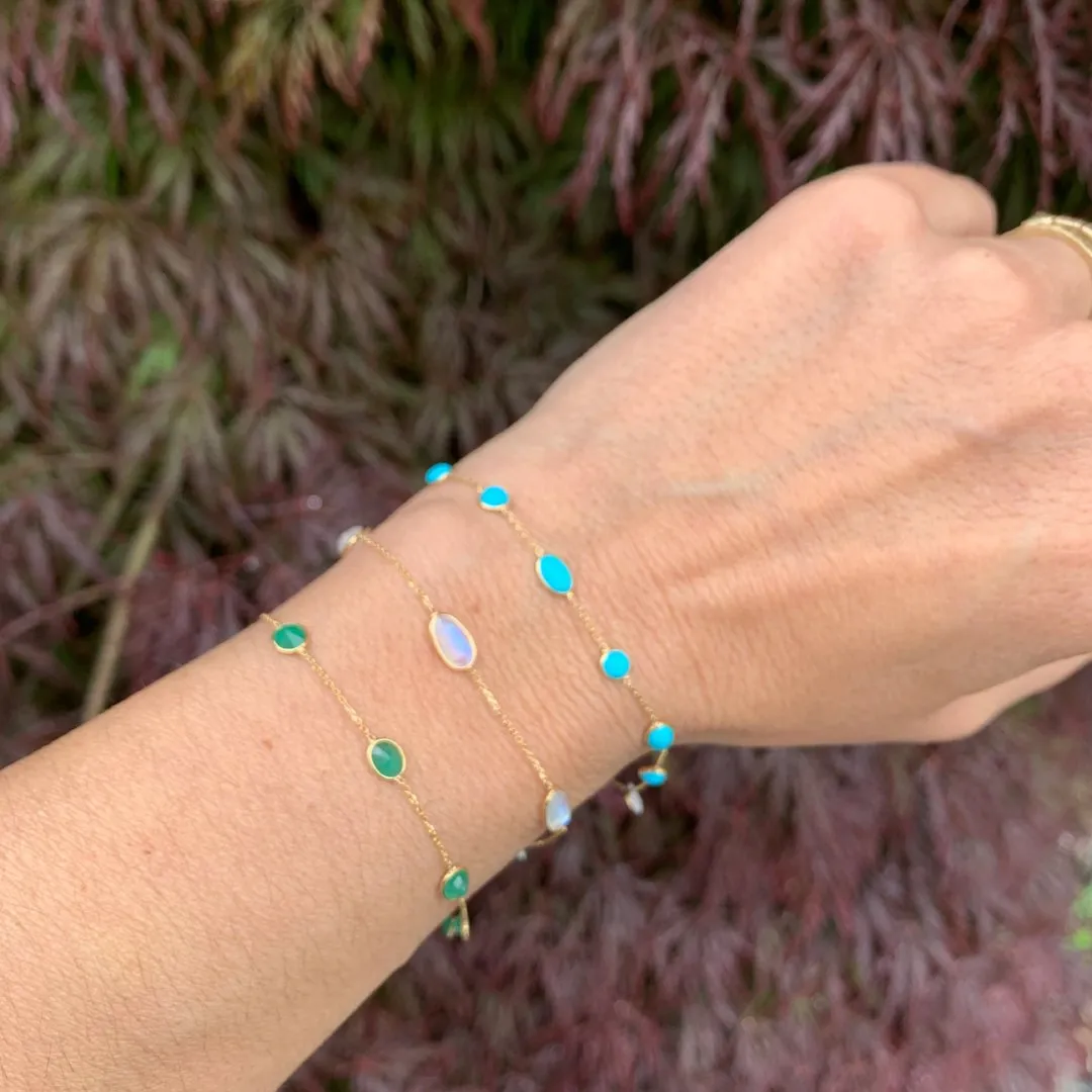 14k Rosecut Moonstone station Bracelet