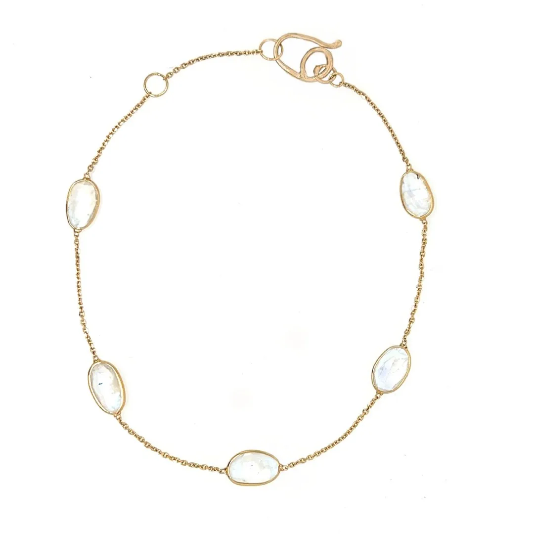 14k Rosecut Moonstone station Bracelet