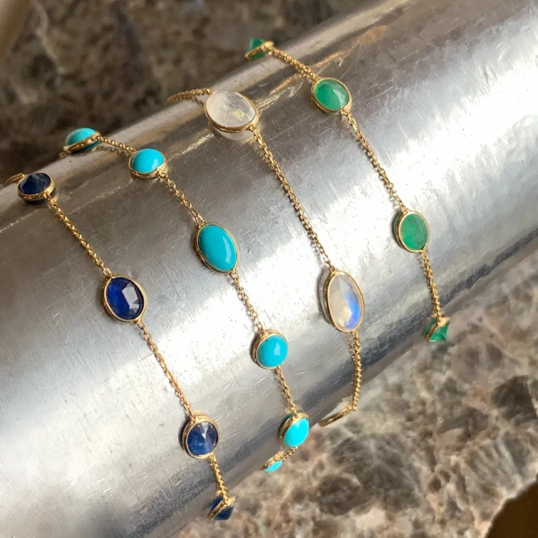 14k Rosecut Moonstone station Bracelet