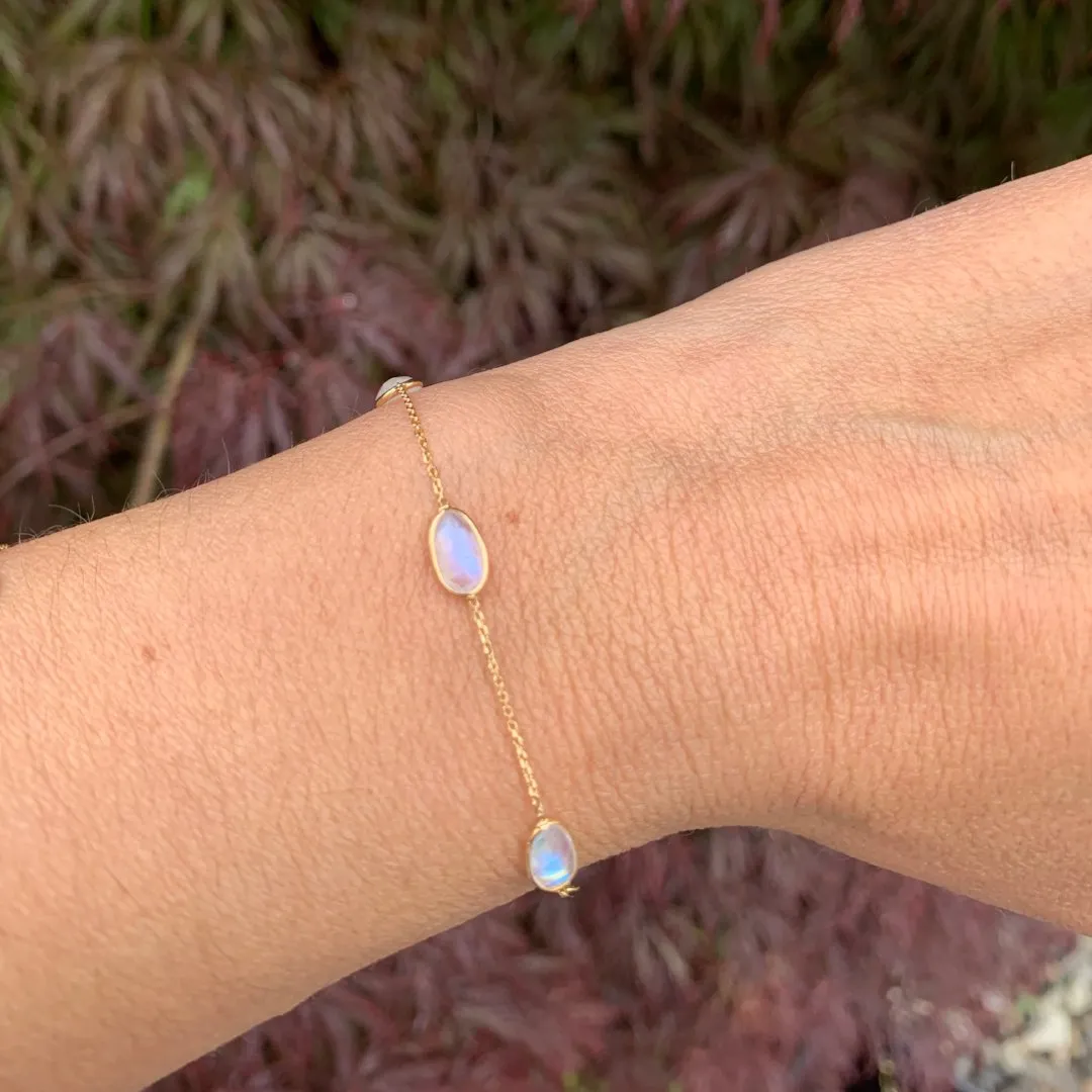 14k Rosecut Moonstone station Bracelet