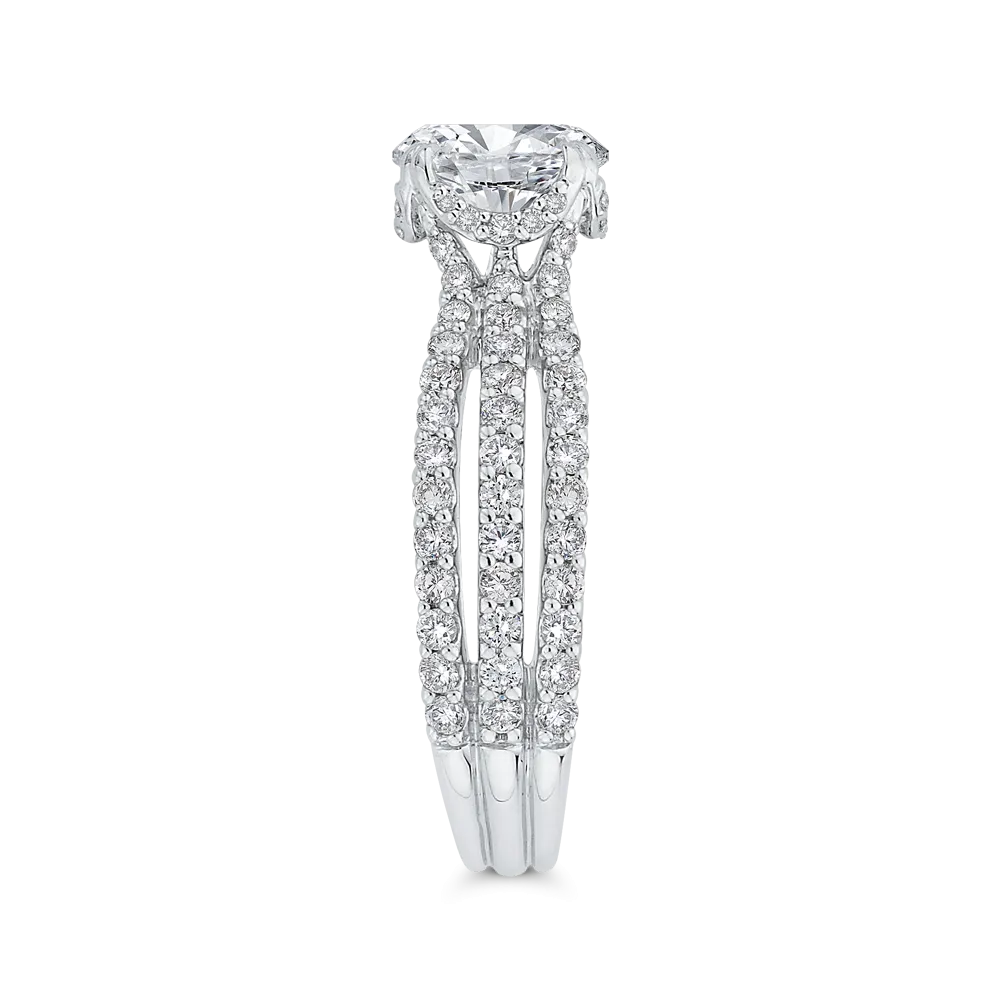 14K White Gold Round Cut Diamond Engagement Ring (Semi Mount)
