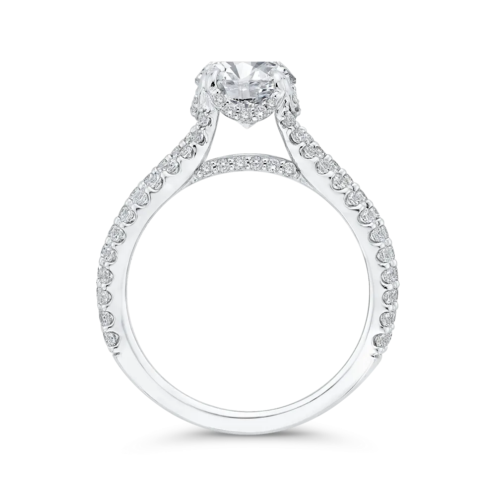 14K White Gold Round Cut Diamond Engagement Ring (Semi Mount)
