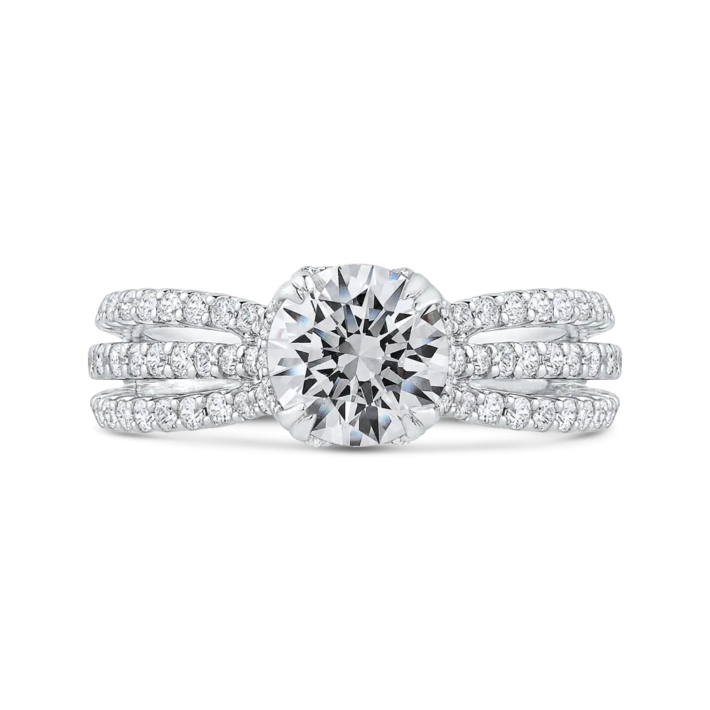 14K White Gold Round Cut Diamond Engagement Ring (Semi Mount)