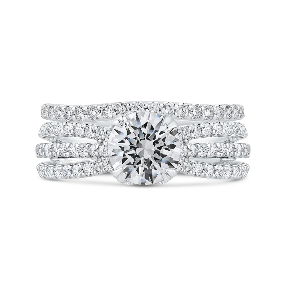 14K White Gold Round Cut Diamond Engagement Ring (Semi Mount)