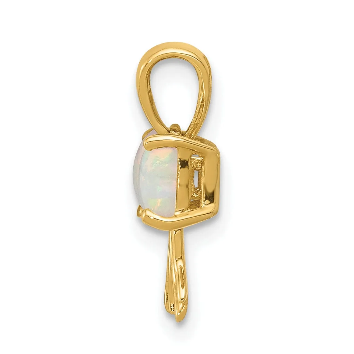 14k Yellow Gold Opal Birthstone Bow Pendant