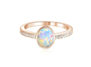 14kt Rose Gold Opal and Diamond ring