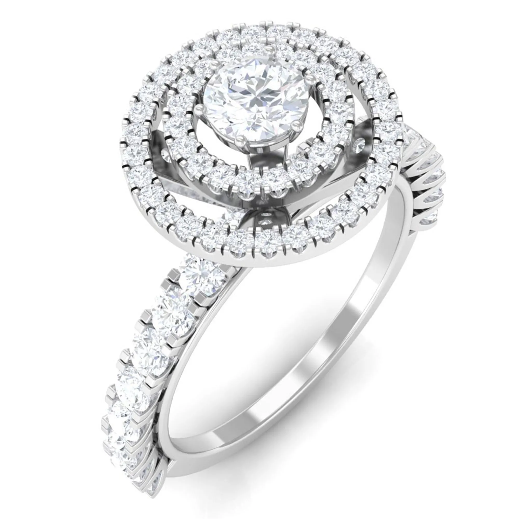 1.50 CT Antique Zircon Double Halo Engagement Ring