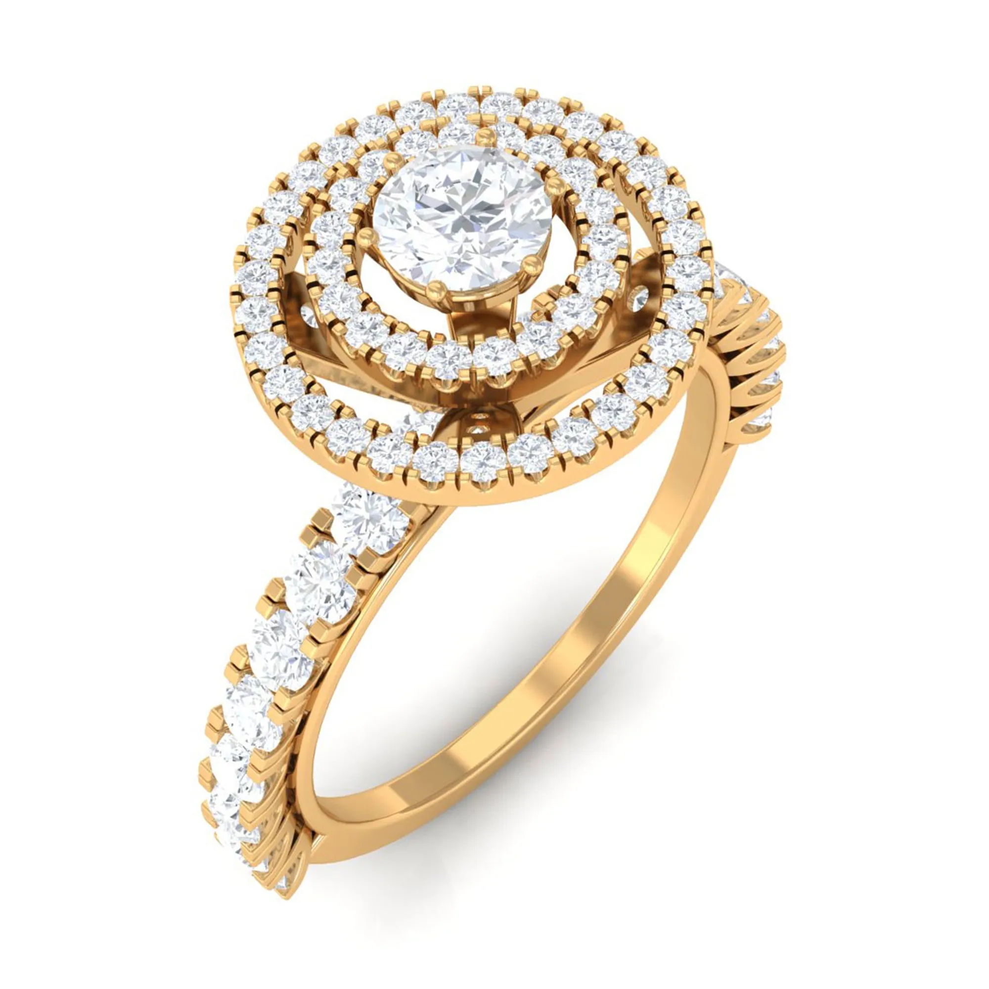 1.50 CT Antique Zircon Double Halo Engagement Ring
