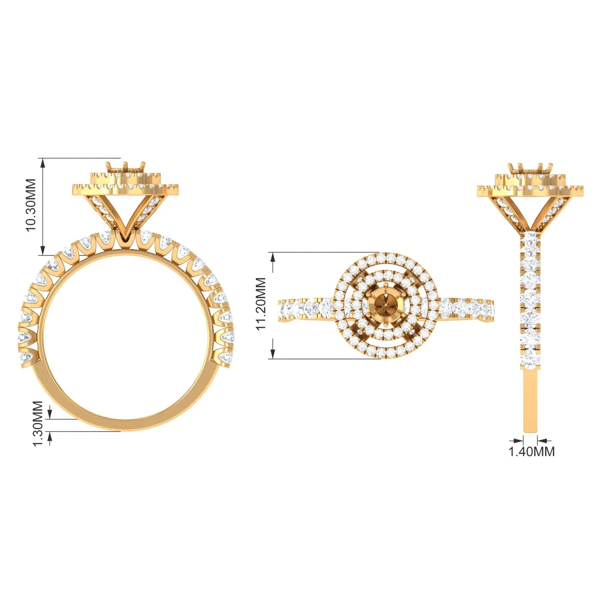 1.50 CT Antique Zircon Double Halo Engagement Ring