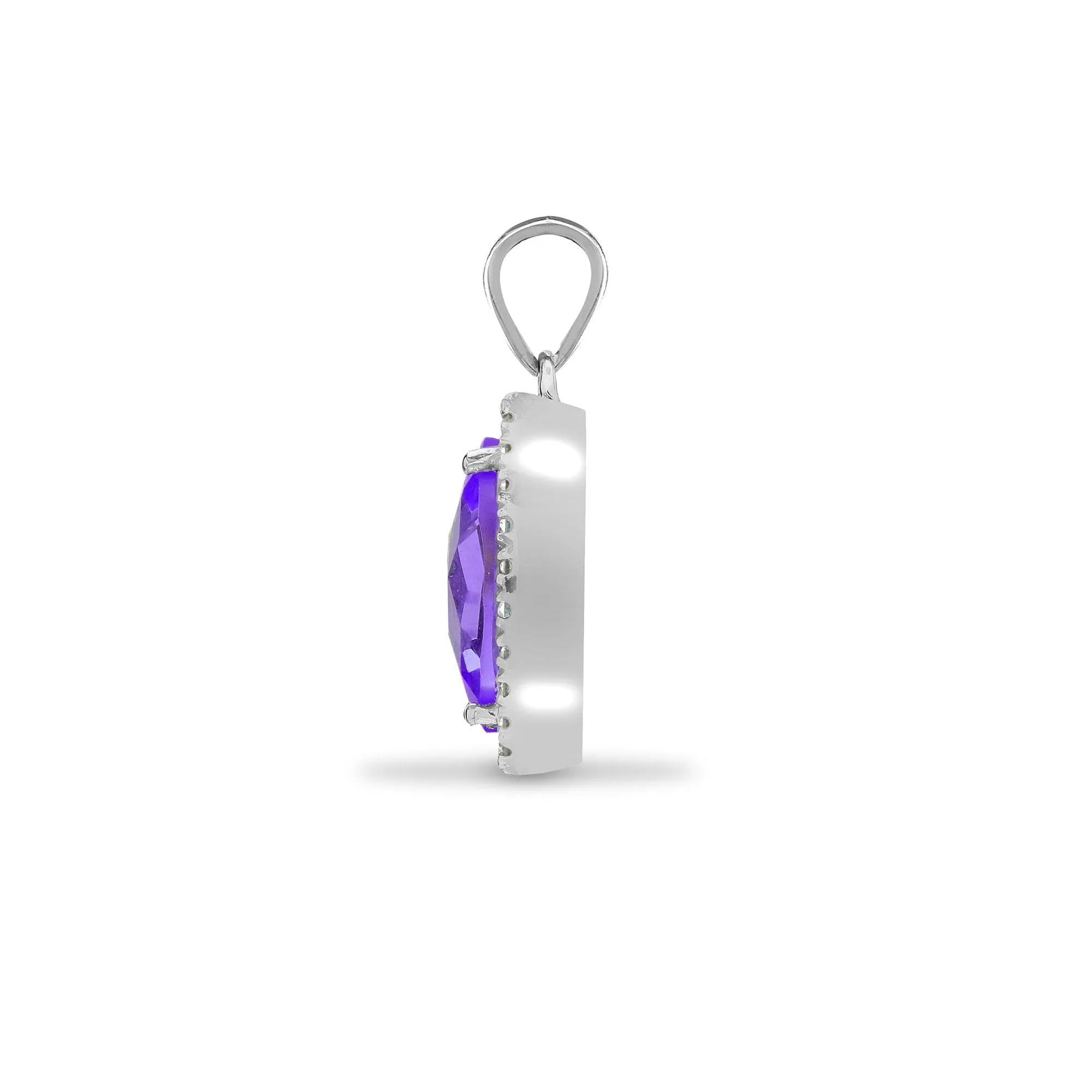 18ct White Gold Diamond And Amethyst Pendant