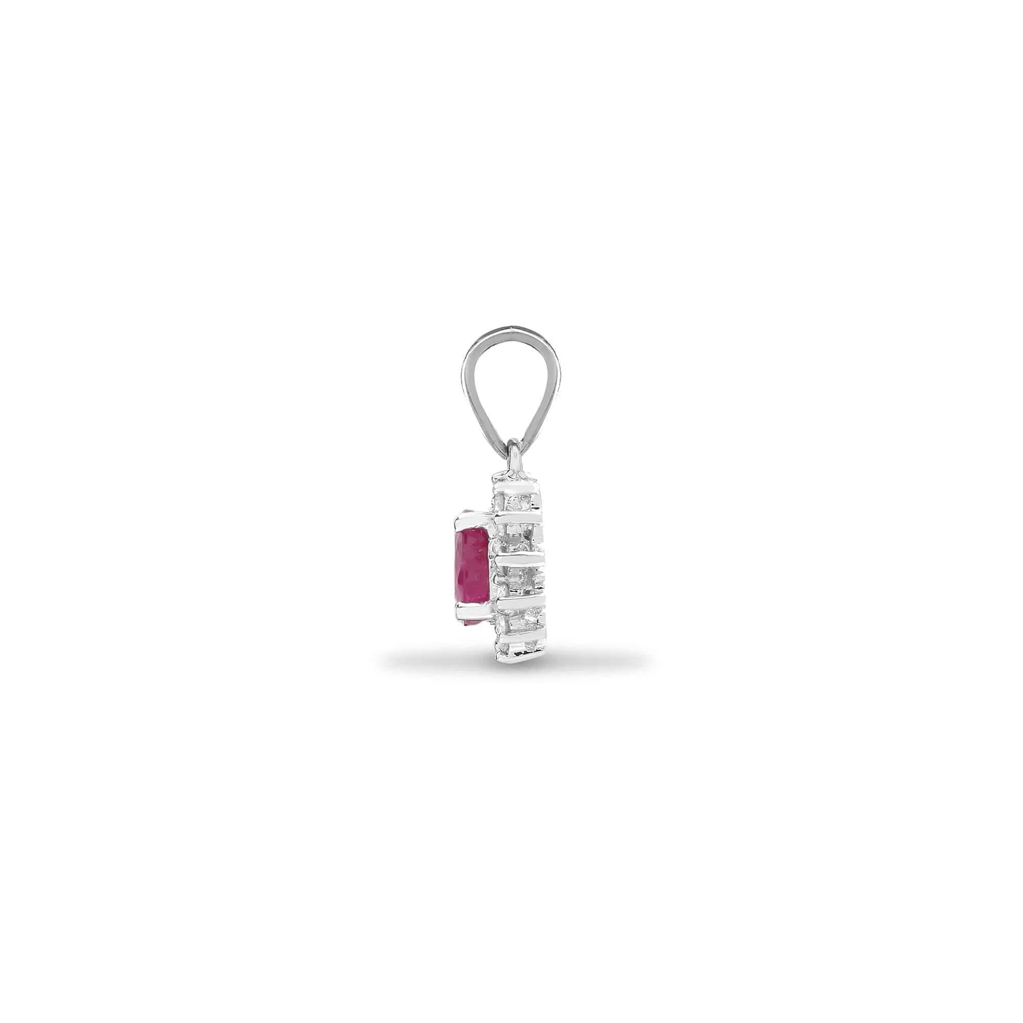 18ct White Gold Diamond And Ruby Pendant