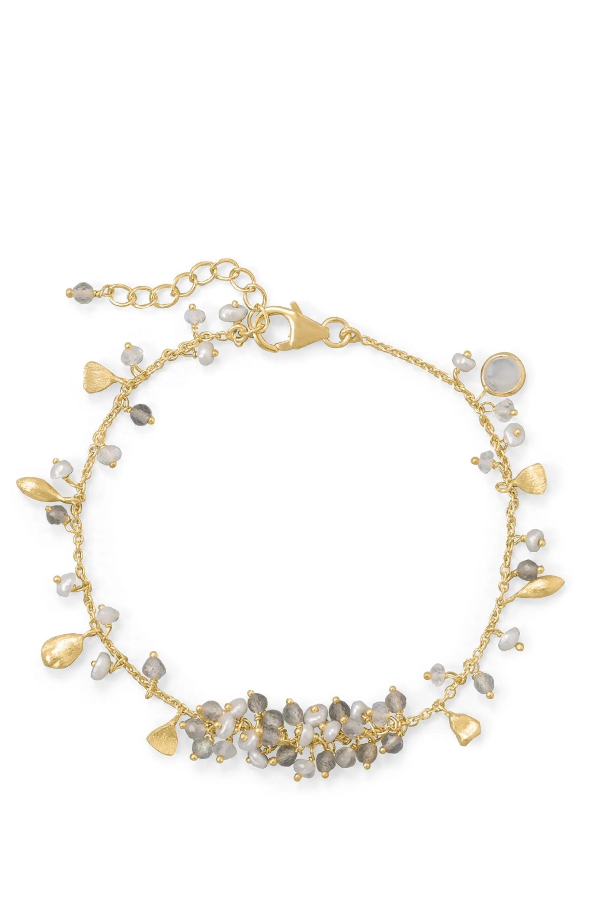 18k Gold Labradorite & Moonstone Charm Bracelet