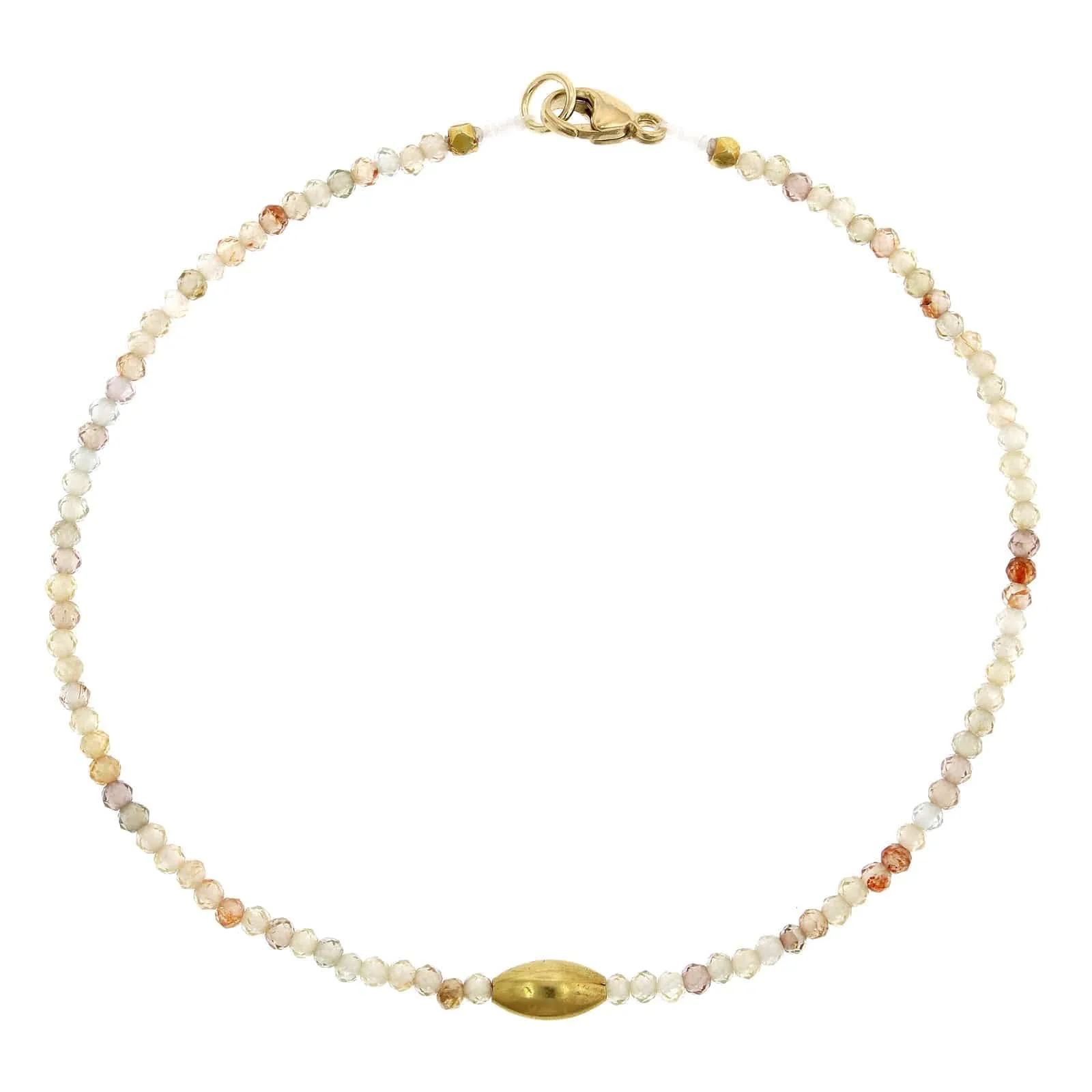 18K Yellow Gold Zircon Bead Bracelet