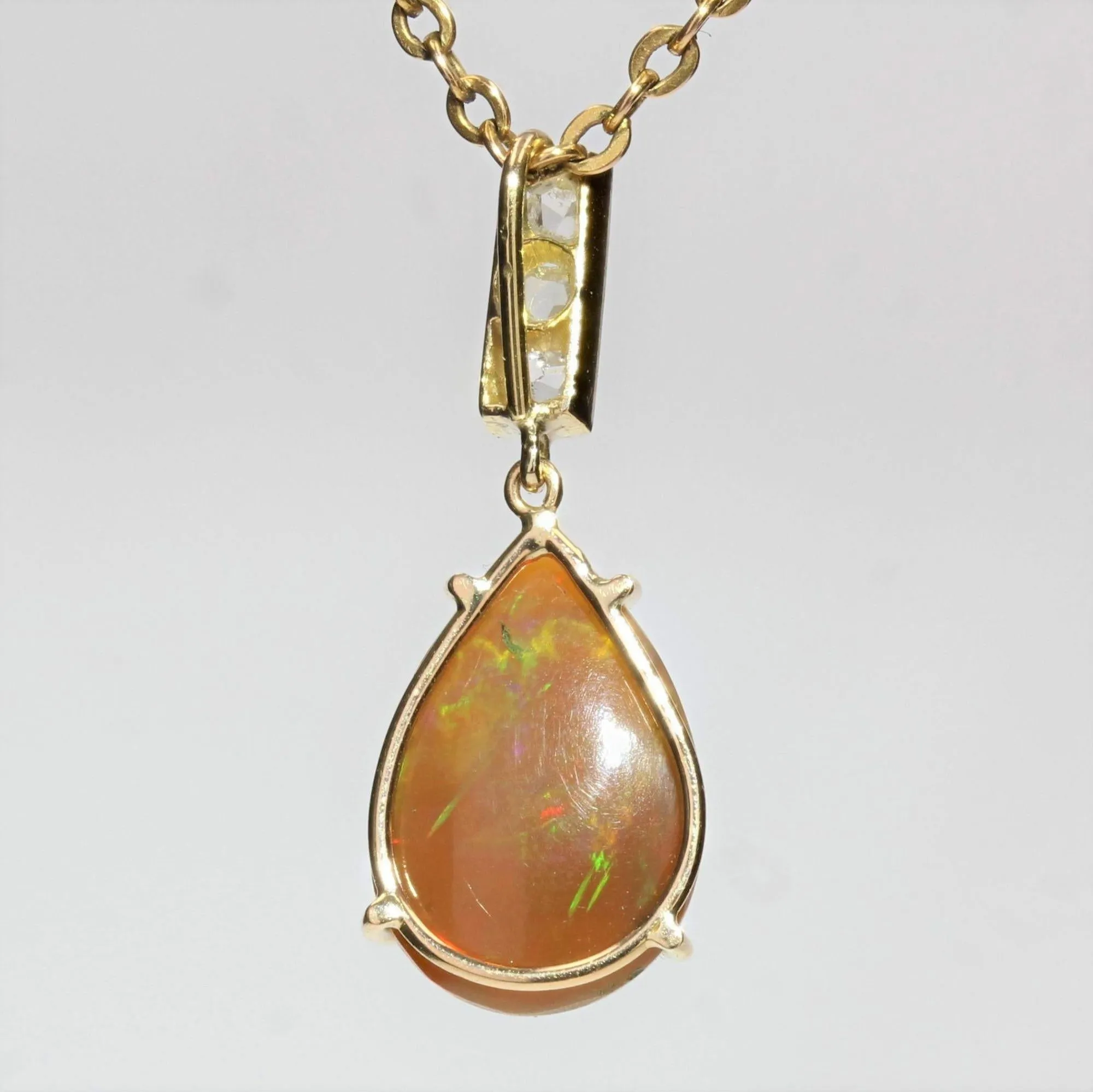 1960s Opal Diamonds 18 Karat Yellow White Gold Pendant