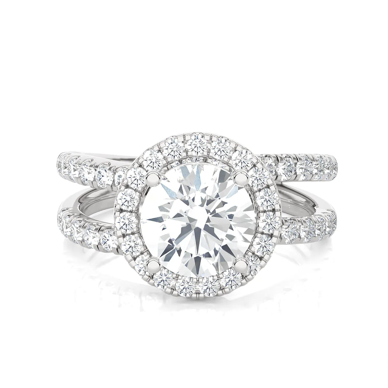 2 5/8 ctw Round Lab Grown Diamond Halo Engagement Ring