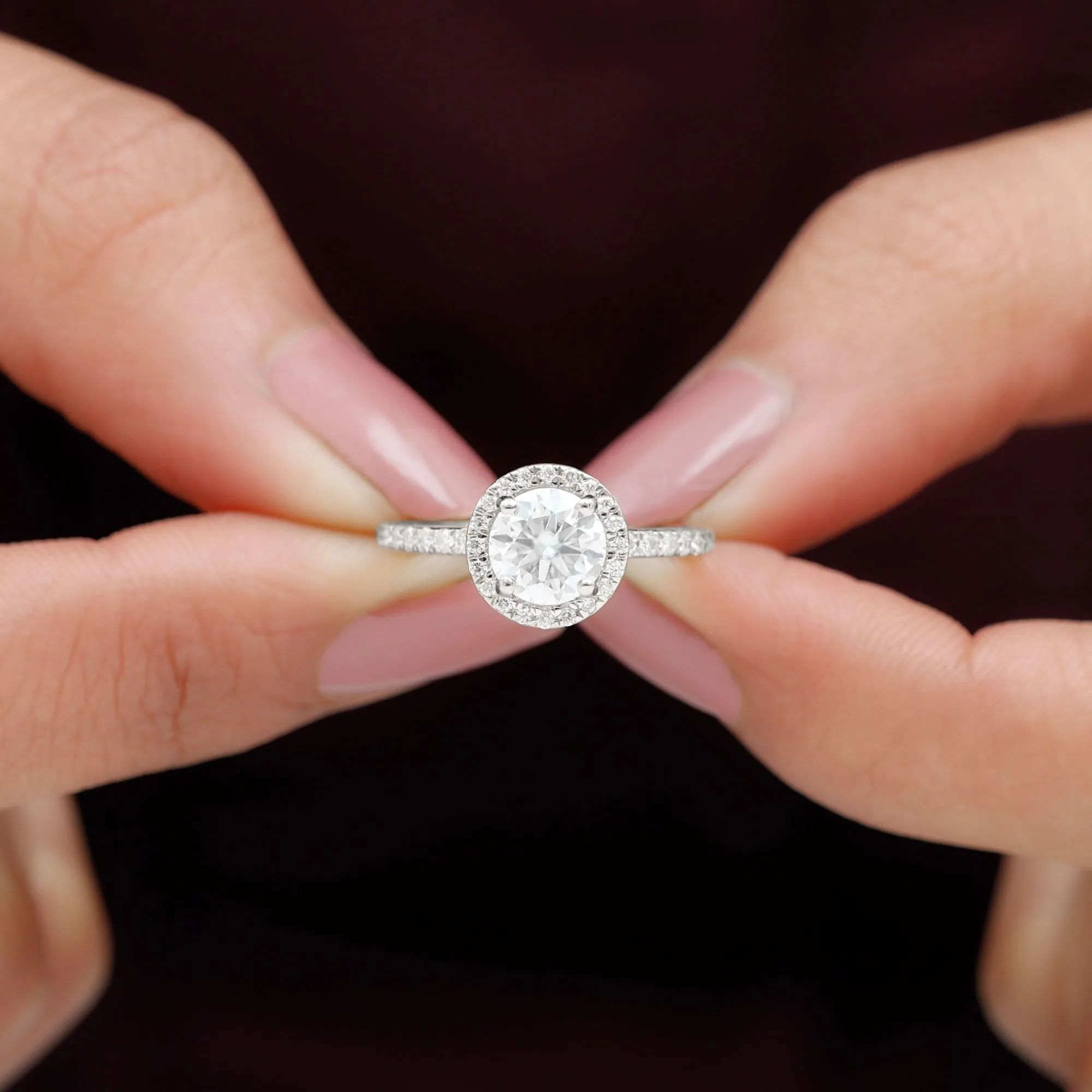 2 CT Moissanite Halo Solitaire Wedding Ring