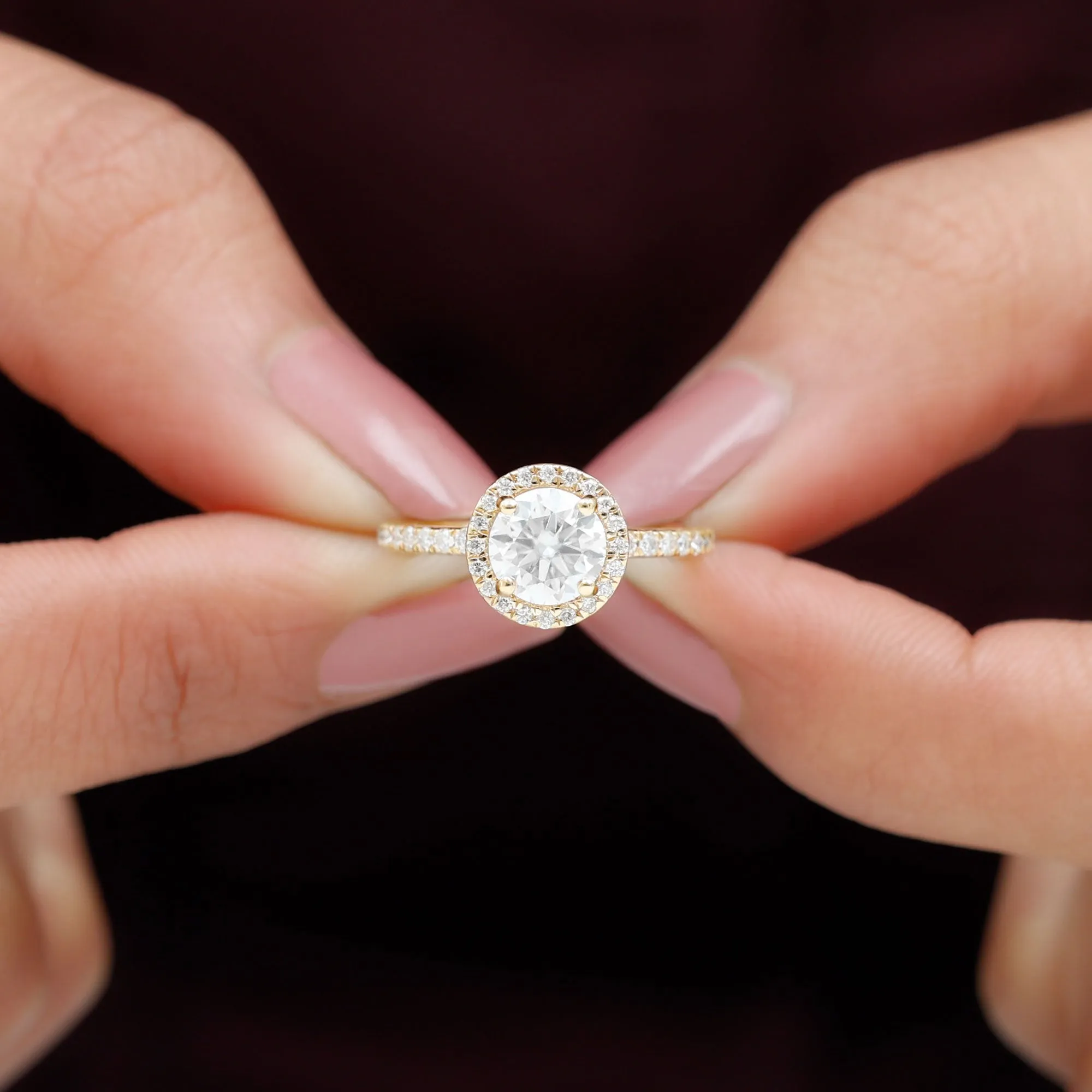 2 CT Moissanite Halo Solitaire Wedding Ring