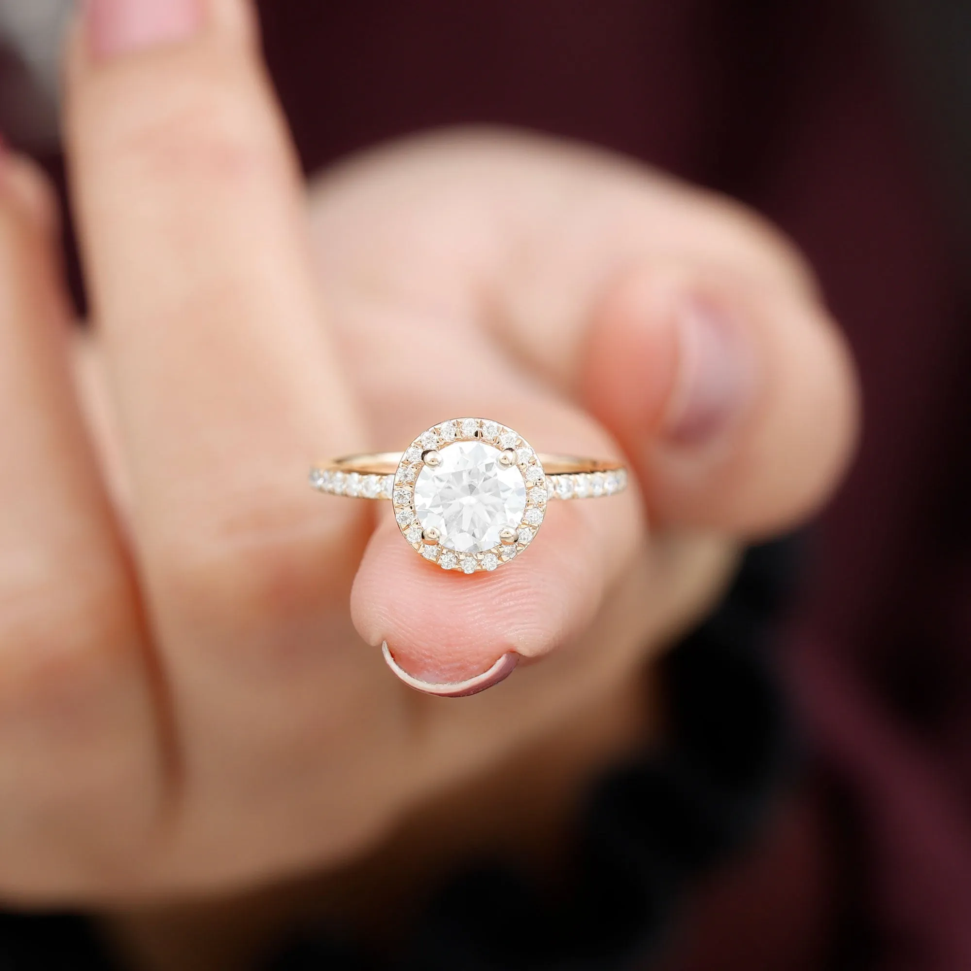 2 CT Moissanite Halo Solitaire Wedding Ring