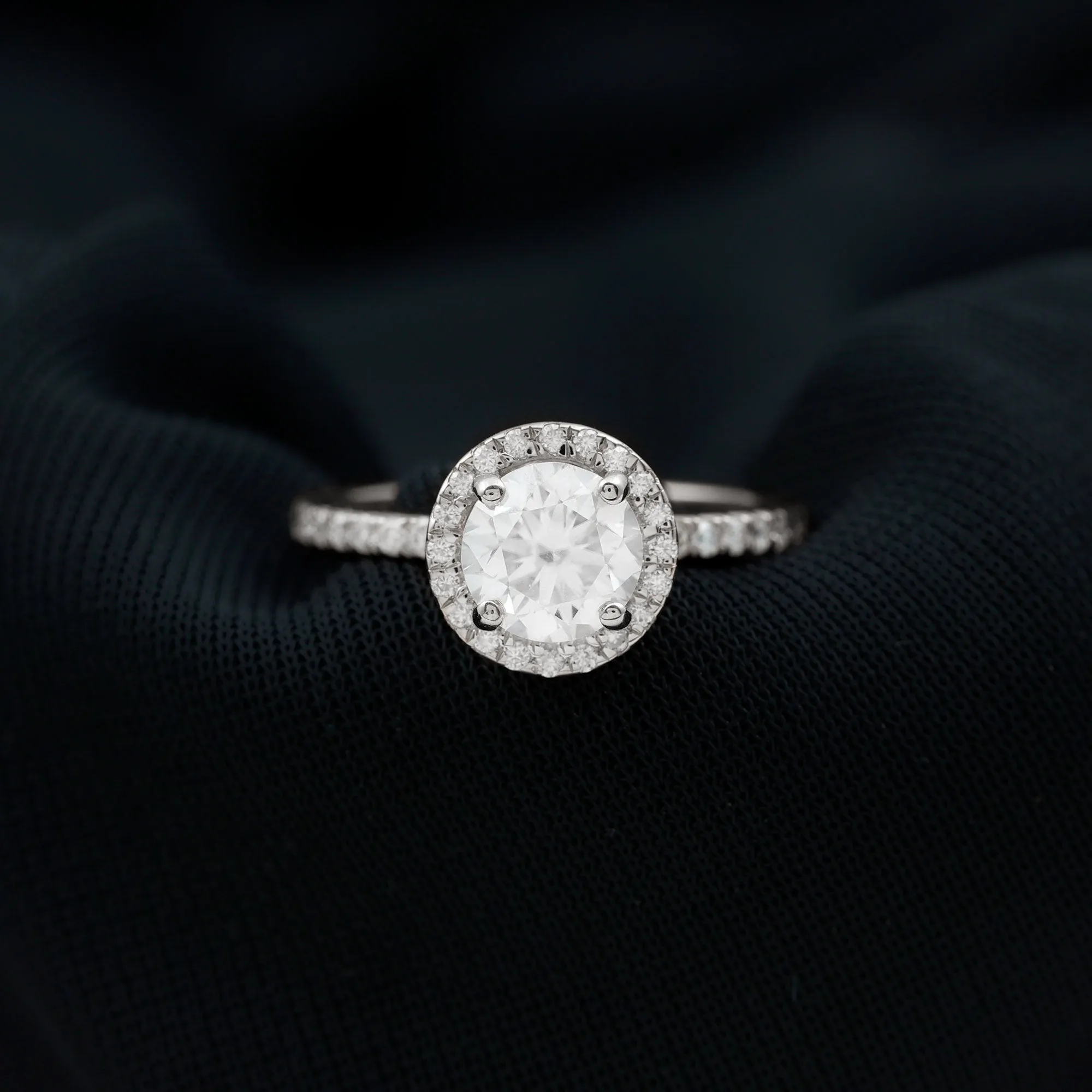 2 CT Moissanite Halo Solitaire Wedding Ring