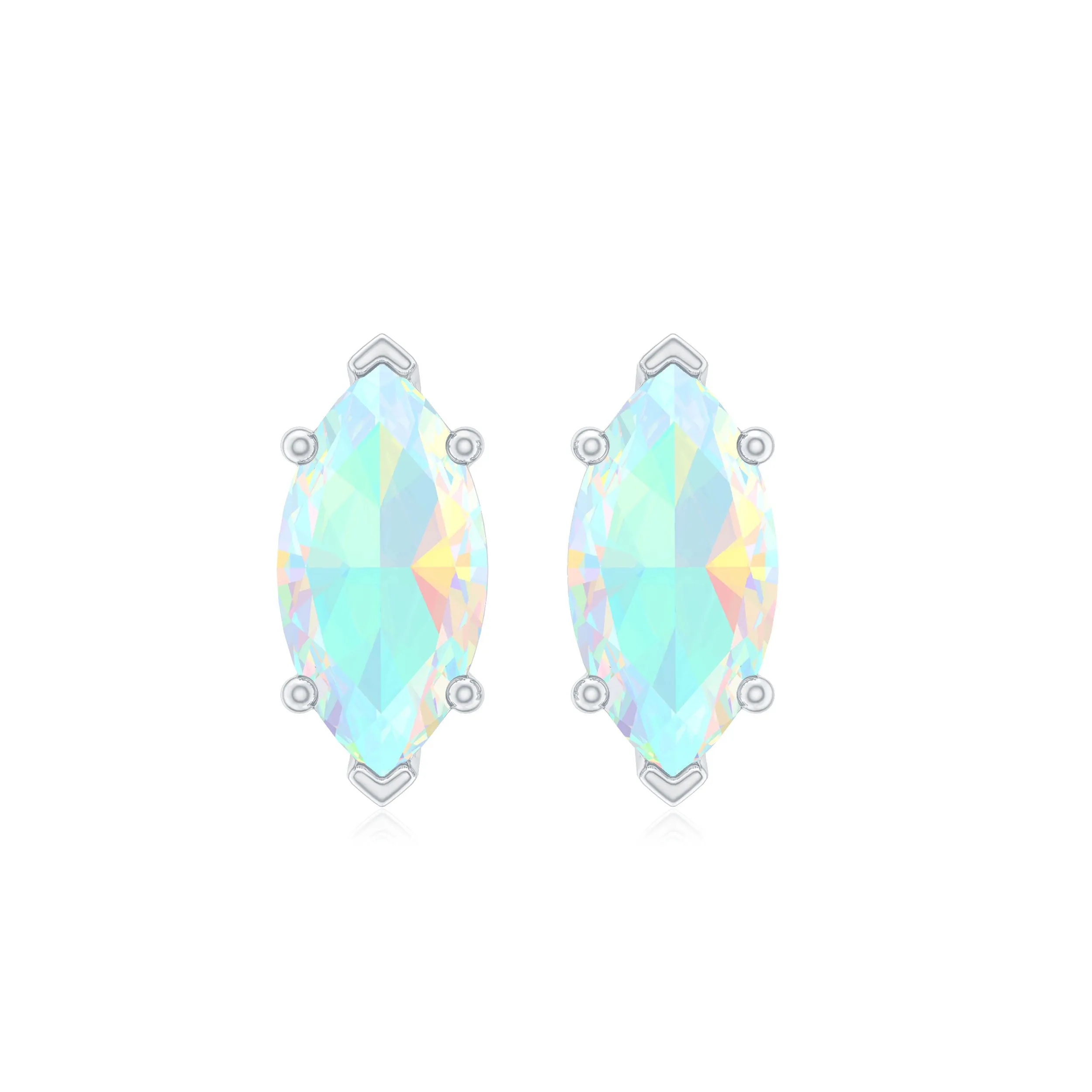 4X8 MM Marquise Cut Ethiopian Opal Solitaire Stud Earrings in Gold