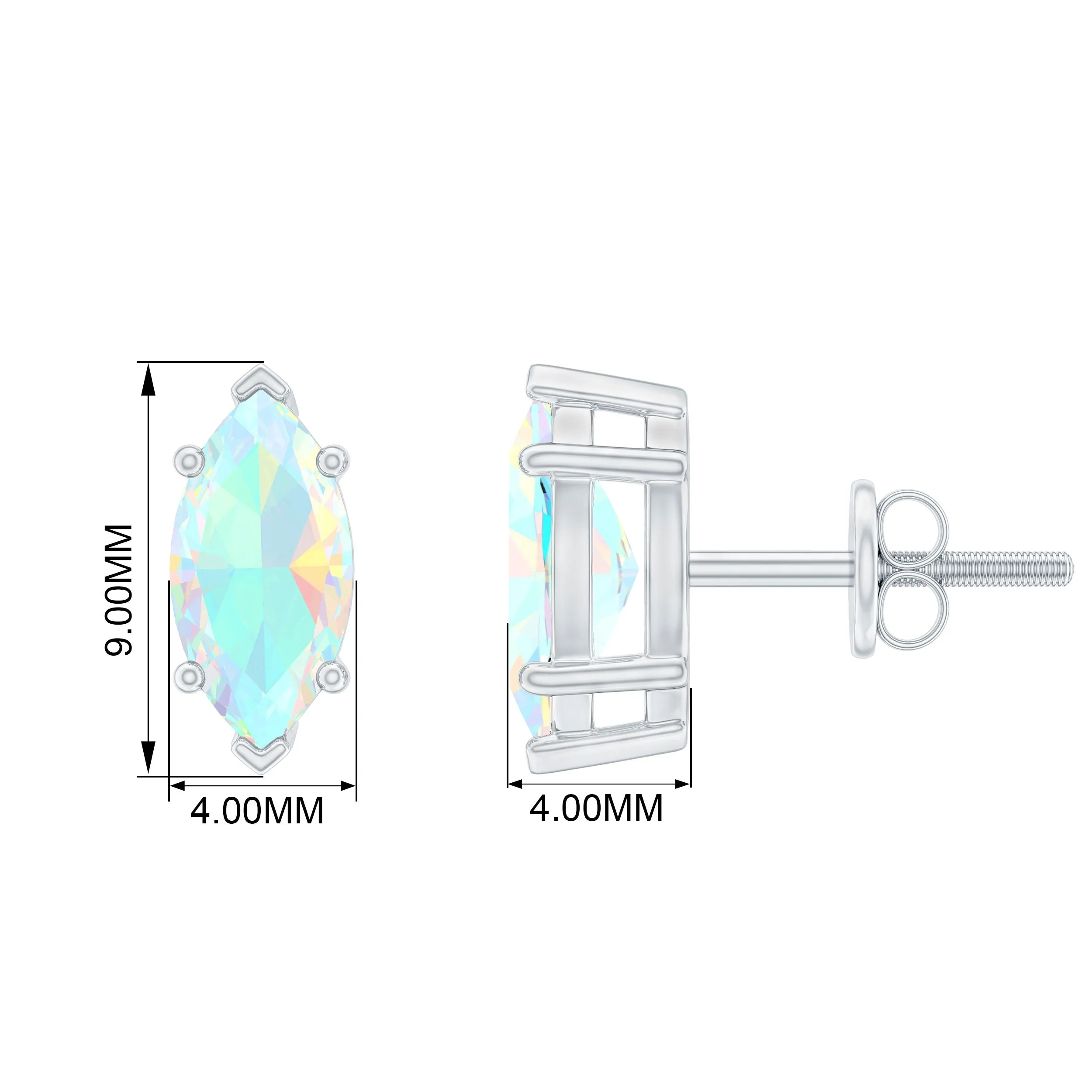 4X8 MM Marquise Cut Ethiopian Opal Solitaire Stud Earrings in Gold