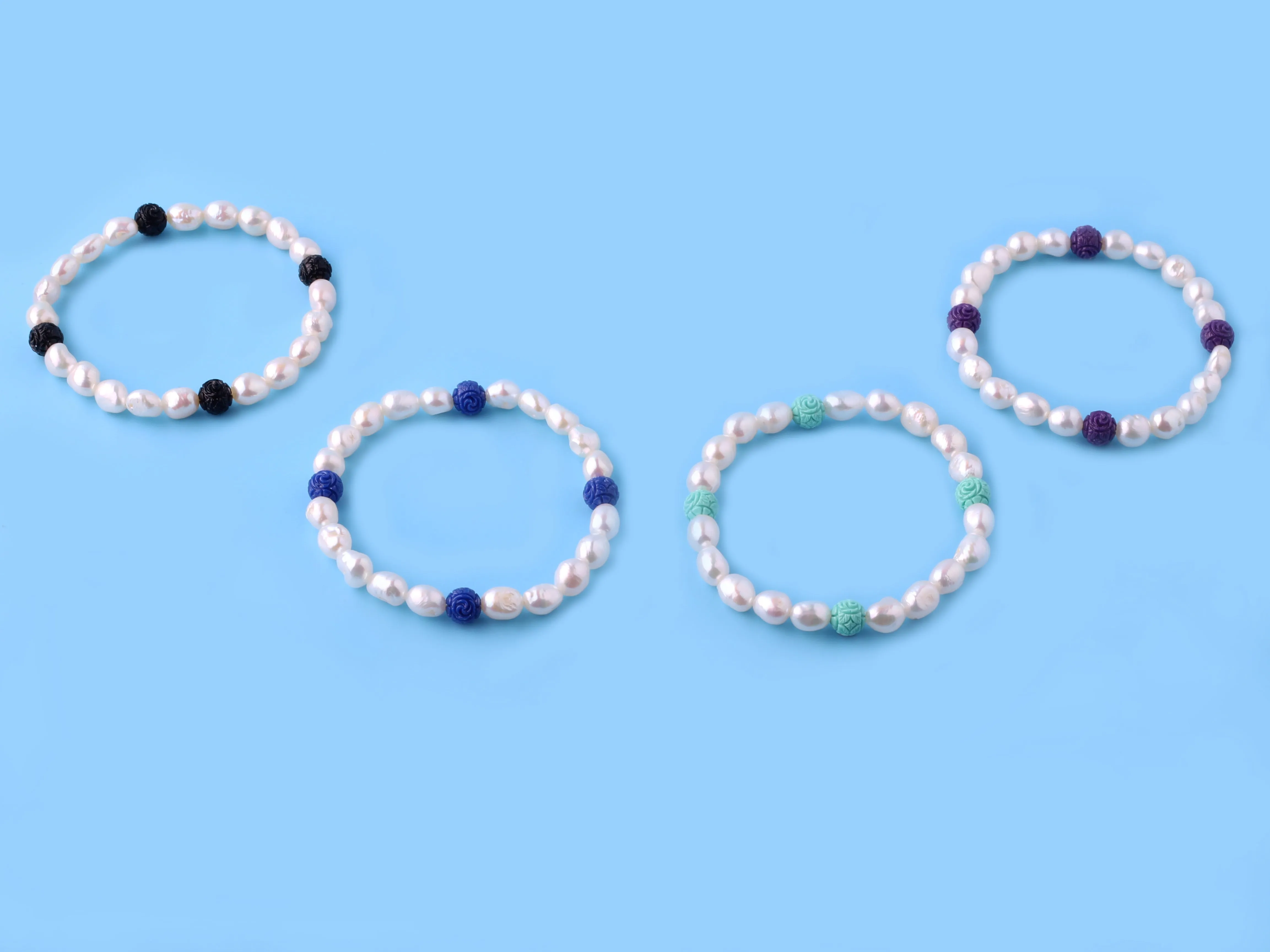6.5-7mm Oval Shape Freshwater Pearl Bracelet and Coral Ball