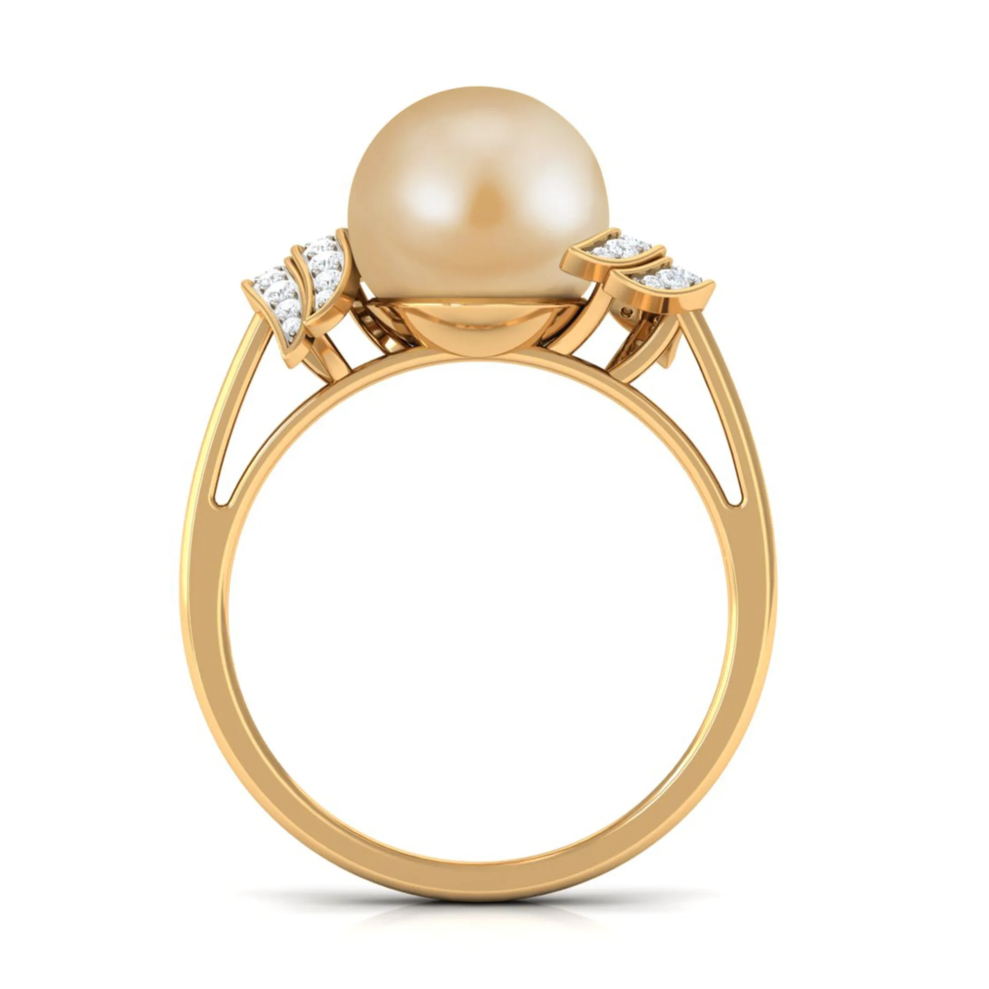 7.75 CT Elegant South Sea Pearl Solitaire Engagement Ring with Diamond