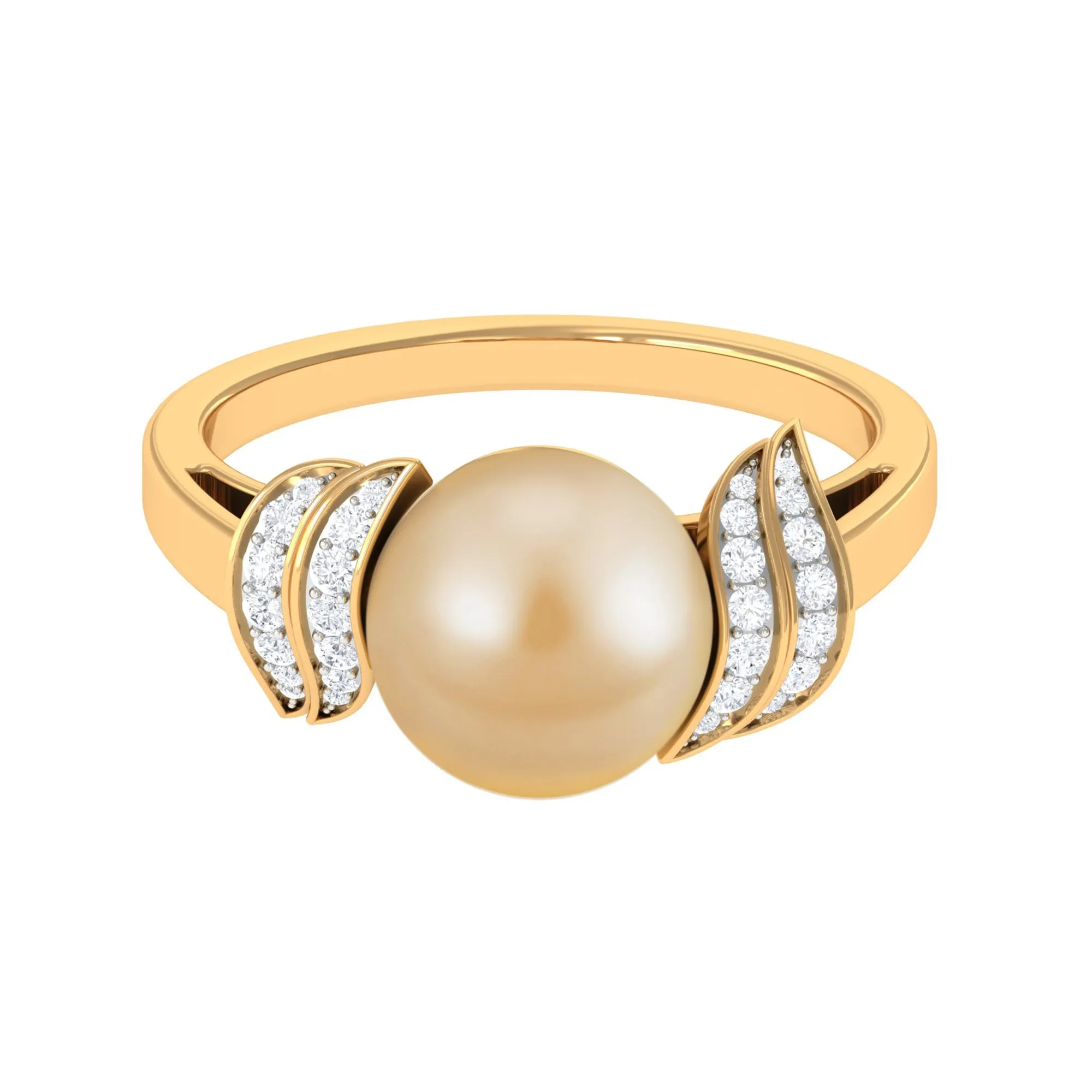 7.75 CT Elegant South Sea Pearl Solitaire Engagement Ring with Diamond