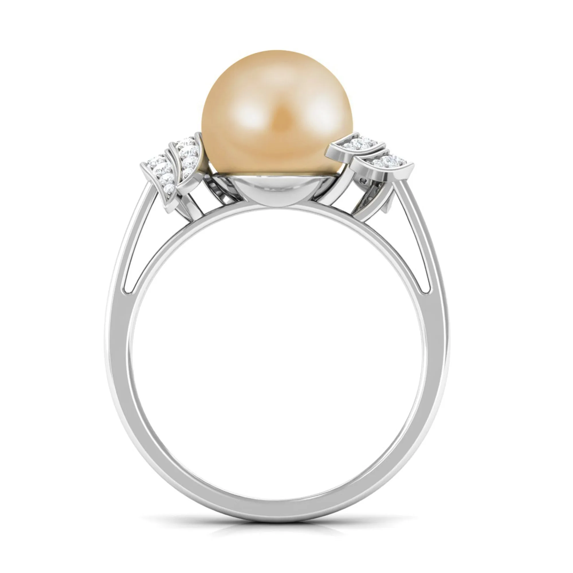 7.75 CT Elegant South Sea Pearl Solitaire Engagement Ring with Diamond