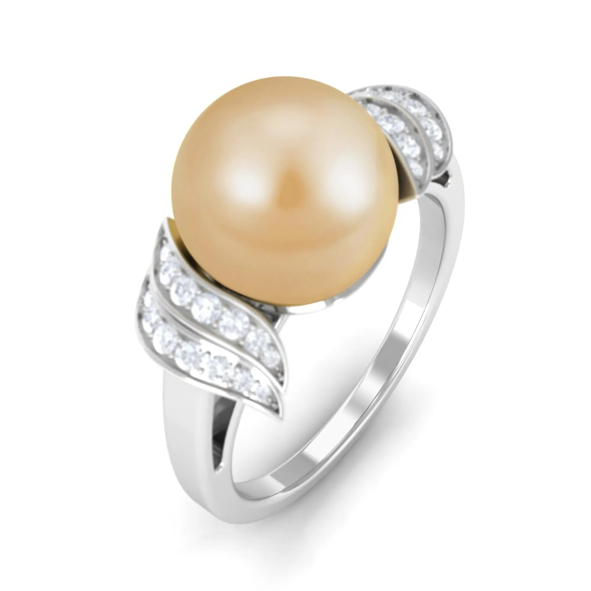 7.75 CT Elegant South Sea Pearl Solitaire Engagement Ring with Diamond