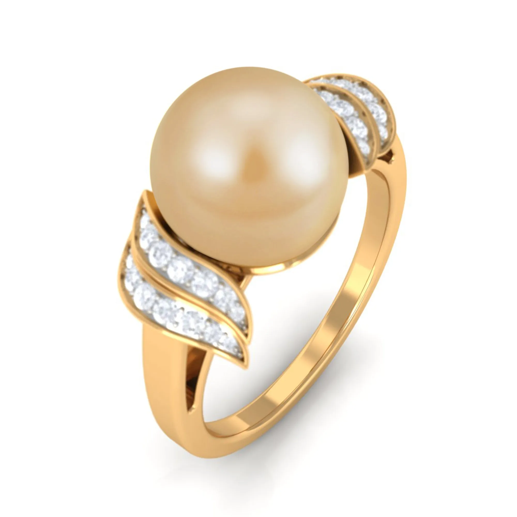 7.75 CT Elegant South Sea Pearl Solitaire Engagement Ring with Diamond