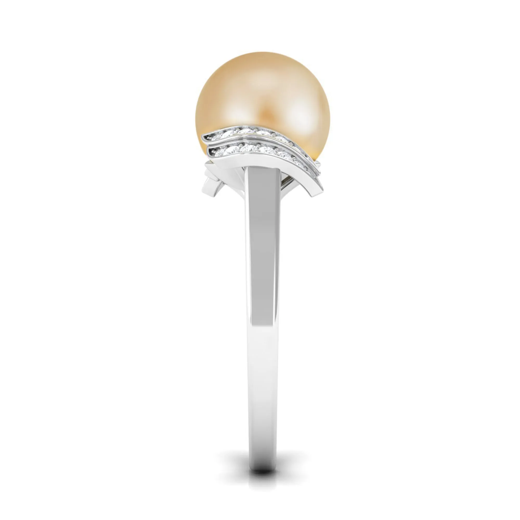 7.75 CT Elegant South Sea Pearl Solitaire Engagement Ring with Diamond